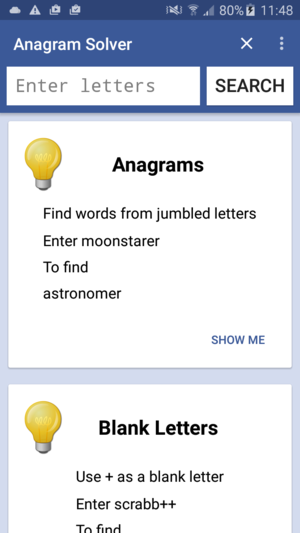 Android Anagram Solver Tips